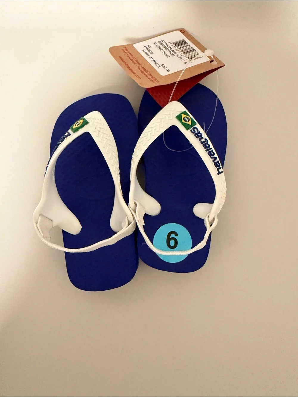 Havaianas Kids Navy Blue Flip Flops with White Straps